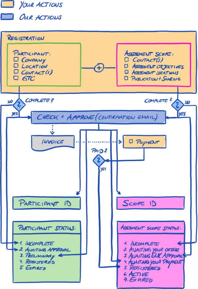 Conditions for the participant status and assessment scope status