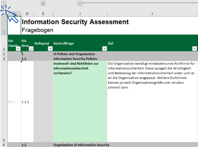 Screenshot: Excel-Gruppierungsschaltfläche