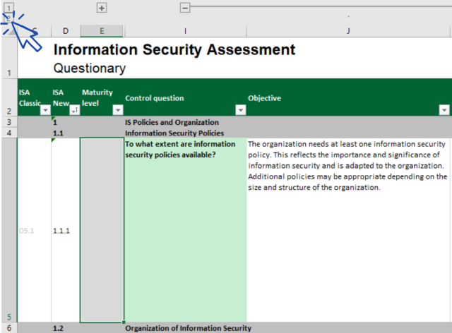 Screenshot: Pulsante di raggruppamento Excel